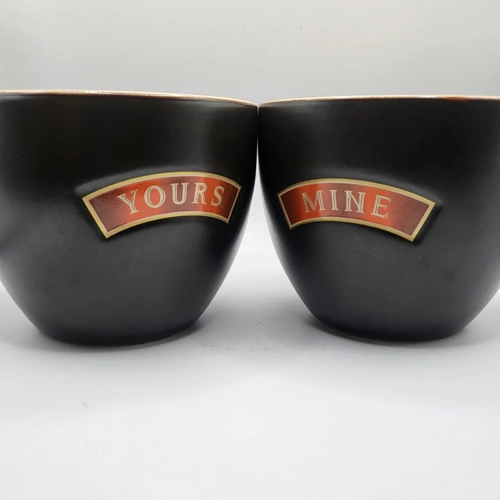 Baileys Irish Cream Yours Mine Ceramic Cups‎ Set Black Gold Espresso